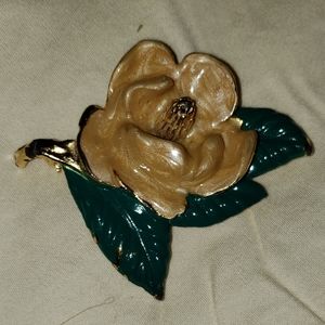 Enamel Magnolia Blossom Flower Pin Brooch Gift